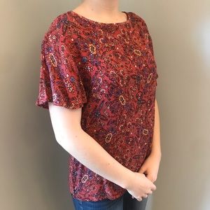 Cloud Chaser Patterned Short Sleeve Blouse S